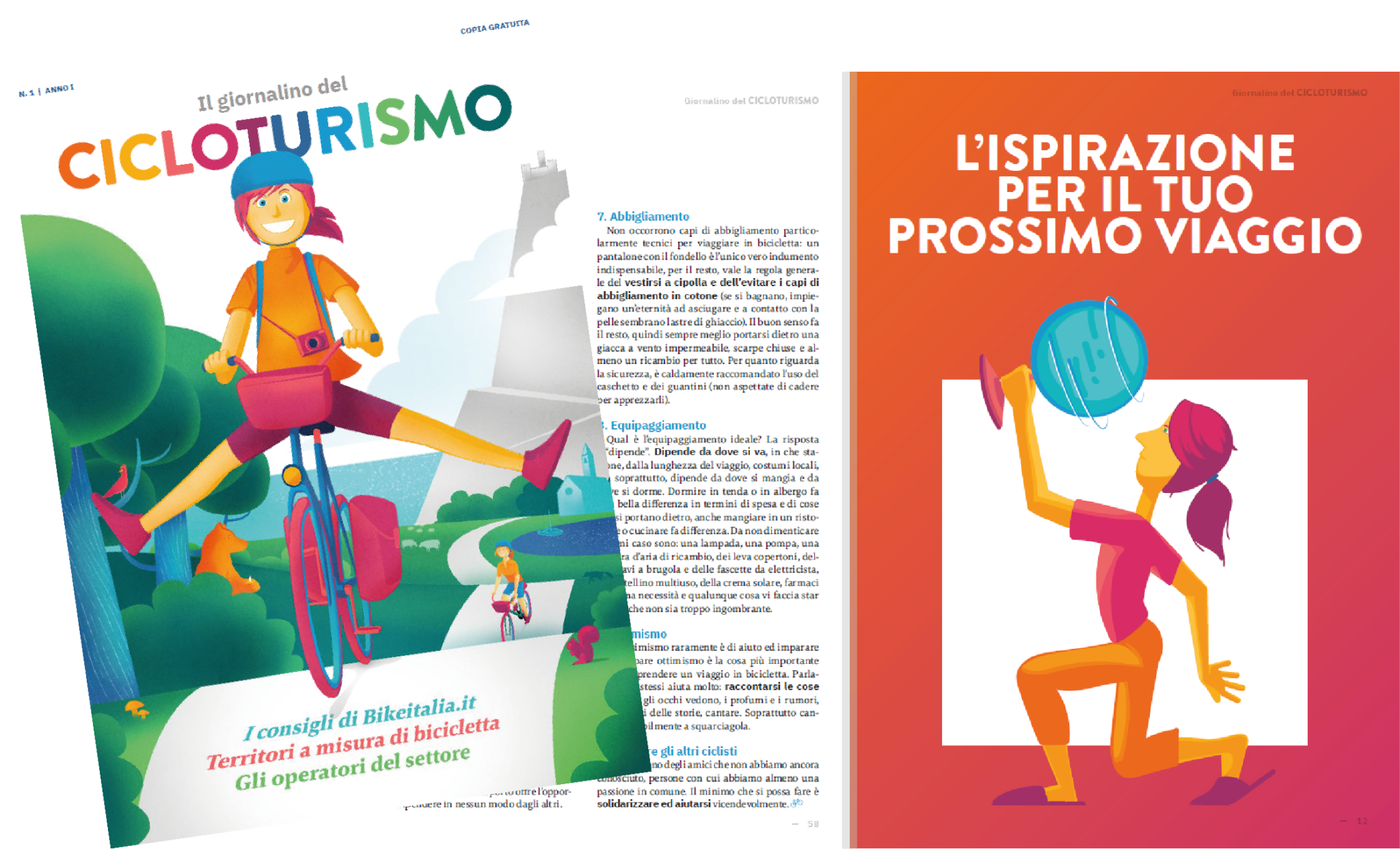 copertine del giornalino del cicloturismo